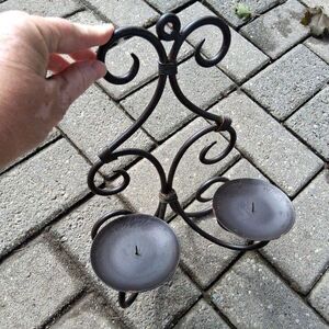 515 Double Pillars Candle Sconce Wall Hanging Wrought Iron Metal